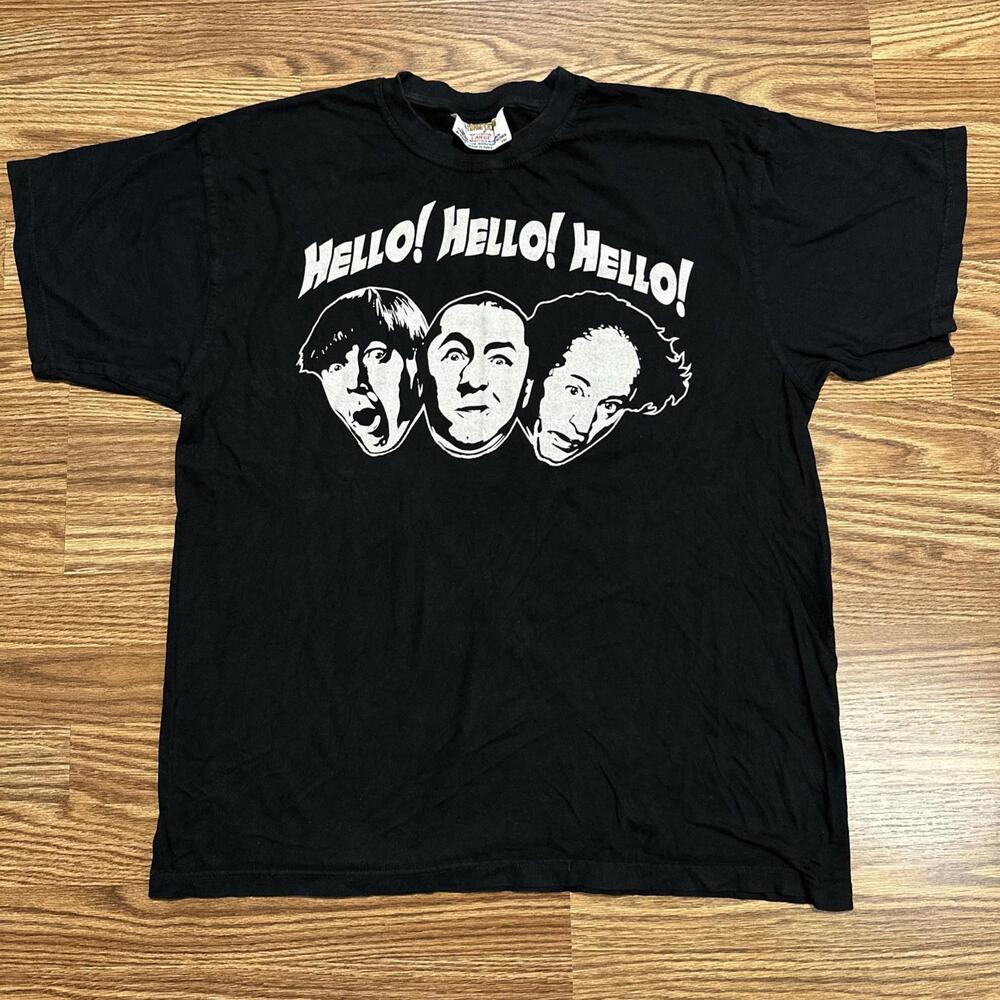 The Three Stooges Black And White Large T-shirt Moe Larry Curly